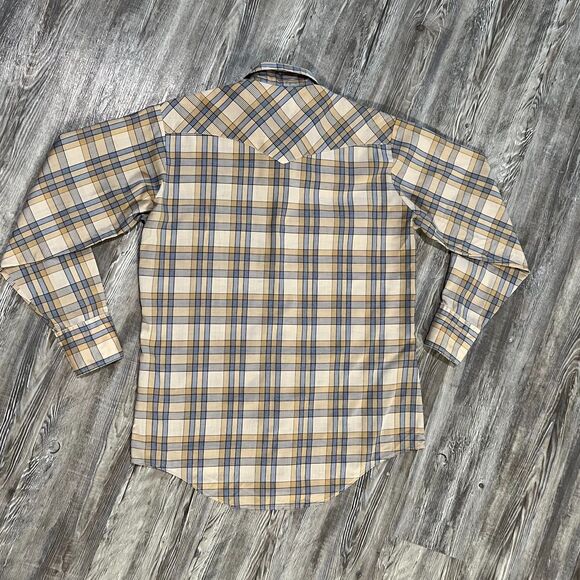 Vintage H Bar C Mens Ranchwear Pearl Snap Western Long Tail Shirt USA Large - Picture 2 of 7